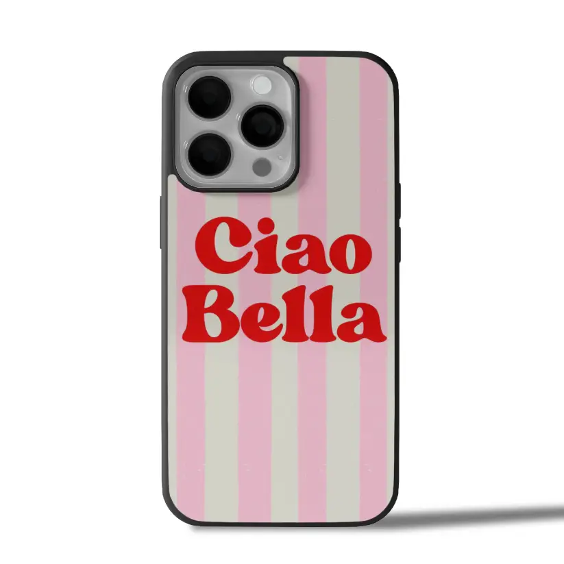 Pink Stripes Ciao Bella iPhone Case Cover
