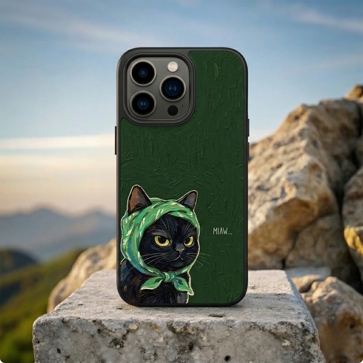 Grumpy Green Kitty iPhone Case Cover