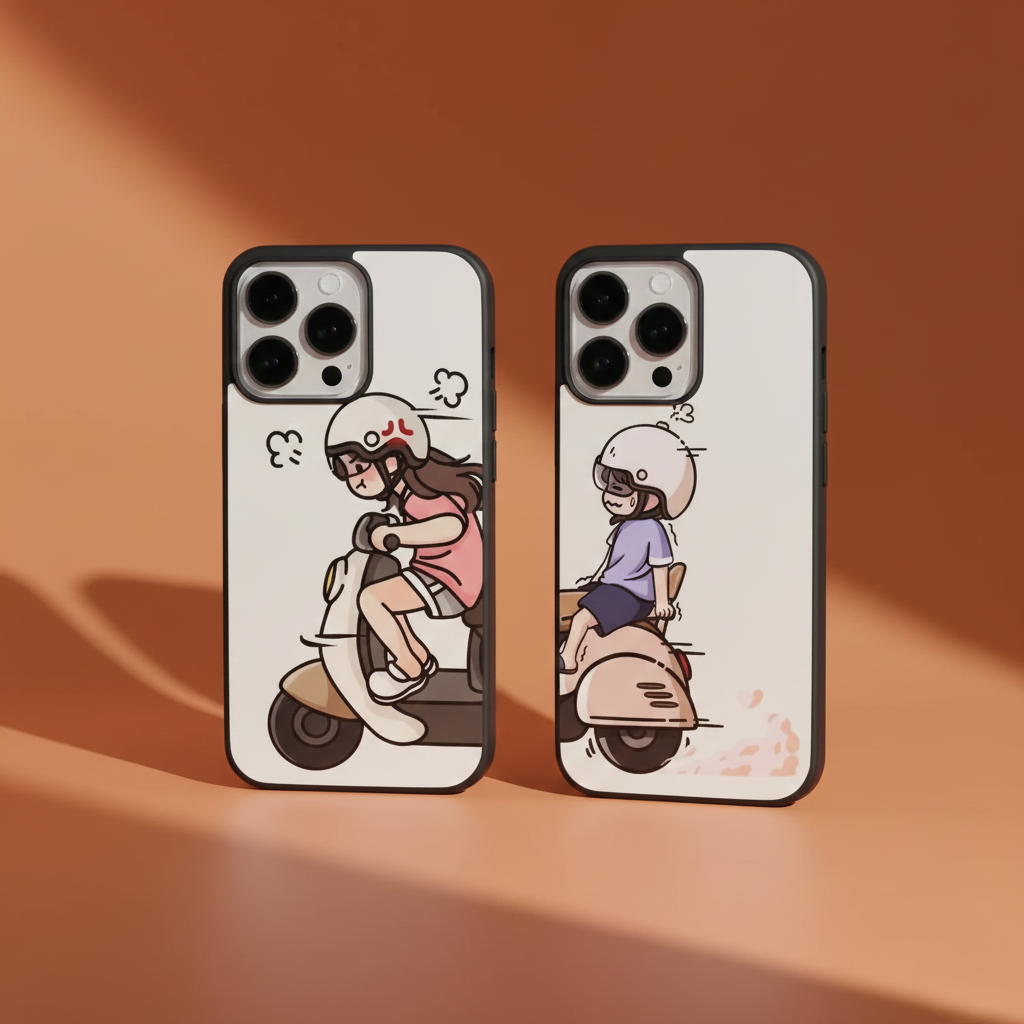 Scooty Love Couple Phone Covers Combo