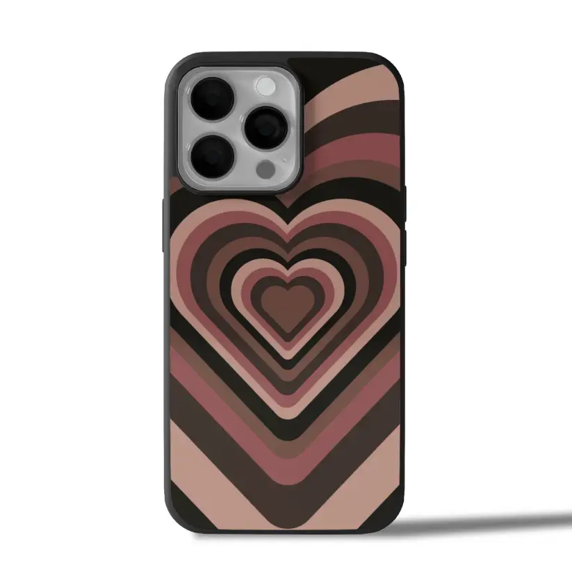 Y2K Retro Brown Heart Aesthetic Heart iPhone Case Cover