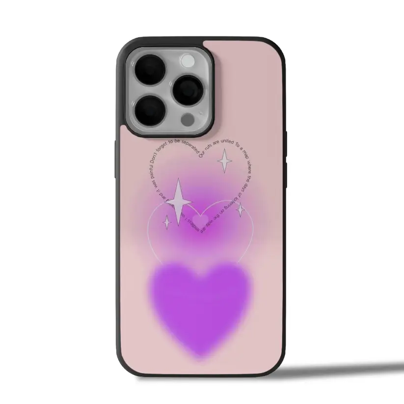 Purple Glow Heart Aesthetic iPhone Case Cover