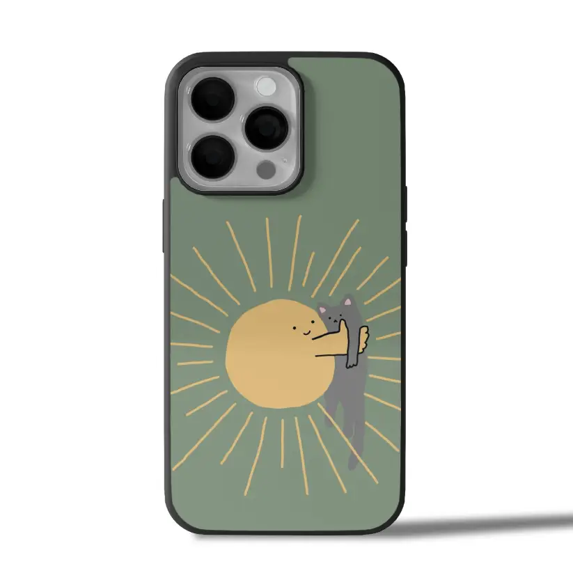 Sun & Cat Hug iPhone Case Cover