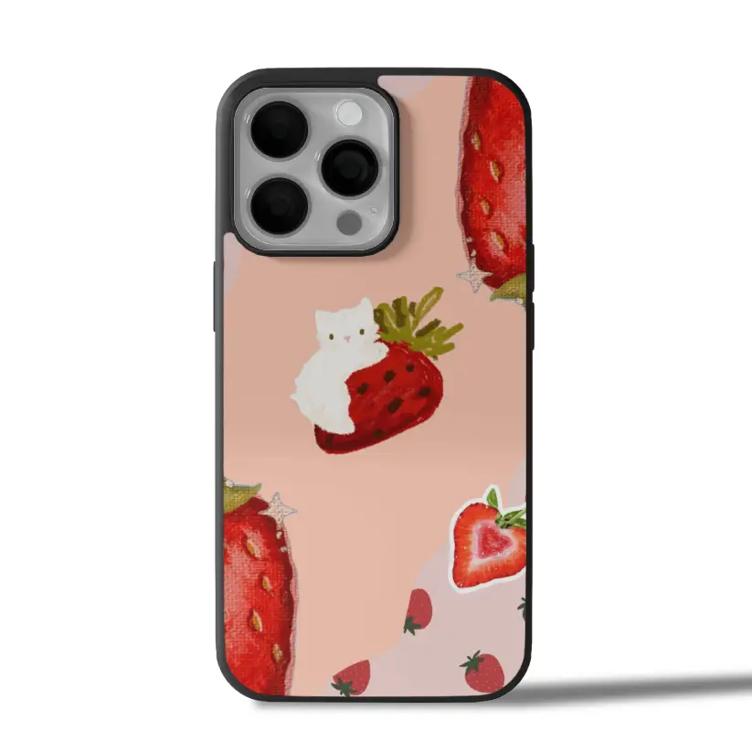 Strawberry Kitty Charm iPhone Case Cover