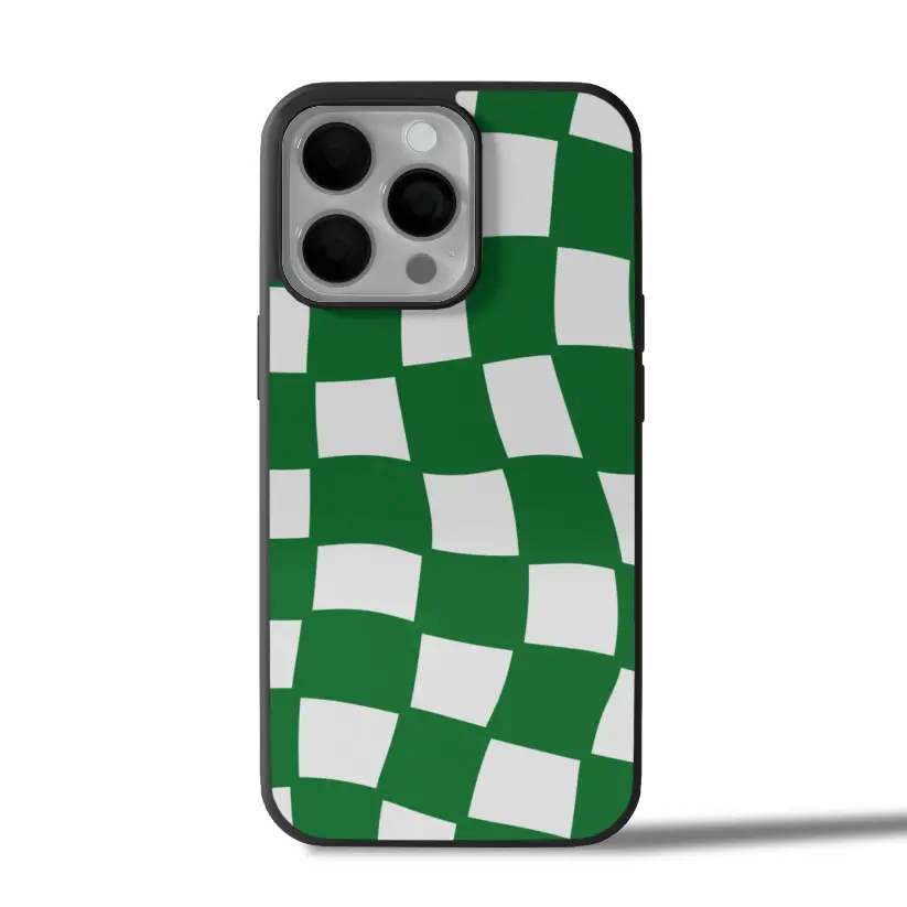 Green Black Check Designer iPhone Case Cover.