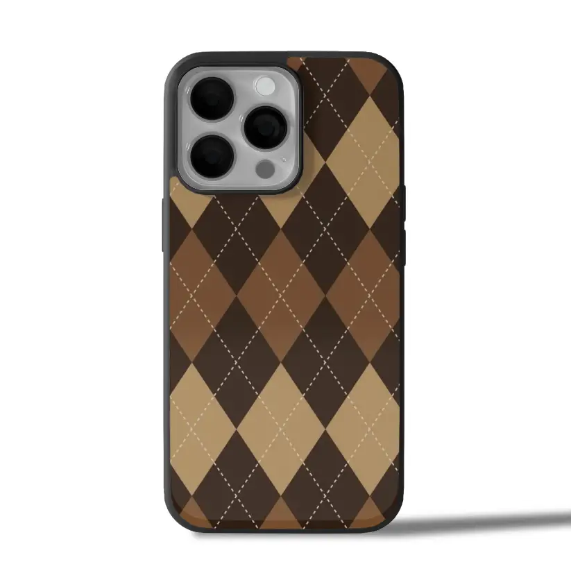 Vintage Knit Check Brown iPhone Case Cover