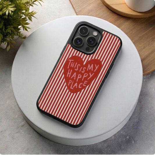 Happy Place iPhone Case – Red Heart Edition Love Cover