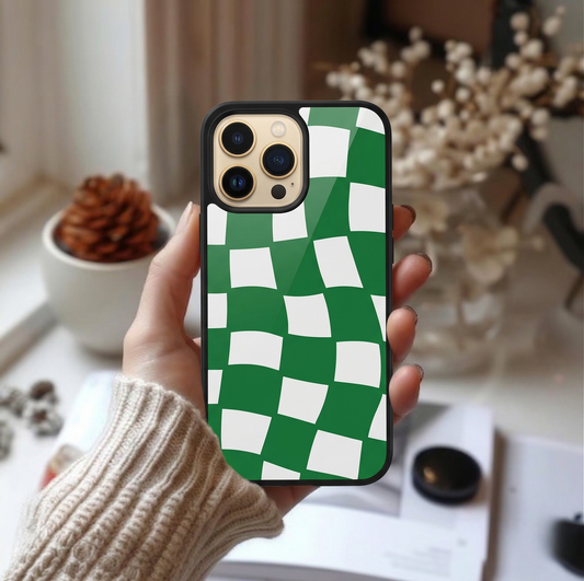 Green Black Check Designer iPhone Case Cover.