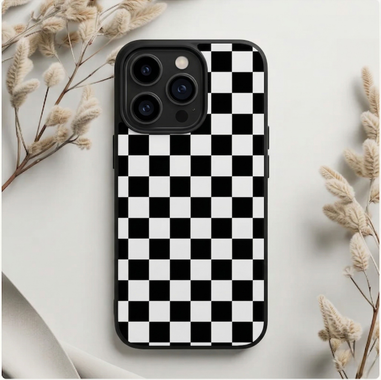 Black & White Check Pattern iPhone Case Cover