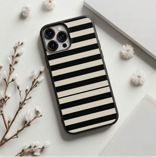 Black White Stripes Aesthetic iPhone Case Cover