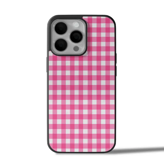 Pink Gingham Charm iPhone Case Cover