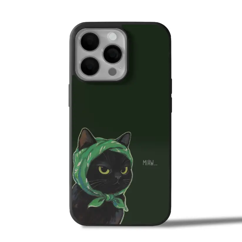 Grumpy Green Kitty iPhone Case Cover