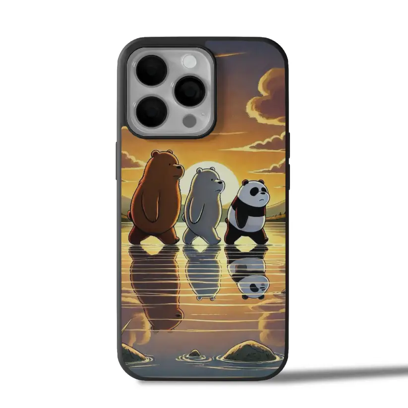 Sunset Bear Trio Cute iPhone Case Cover