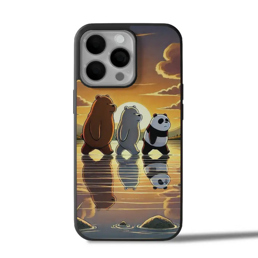 Sunset Bear Trio Cute iPhone Case Cover