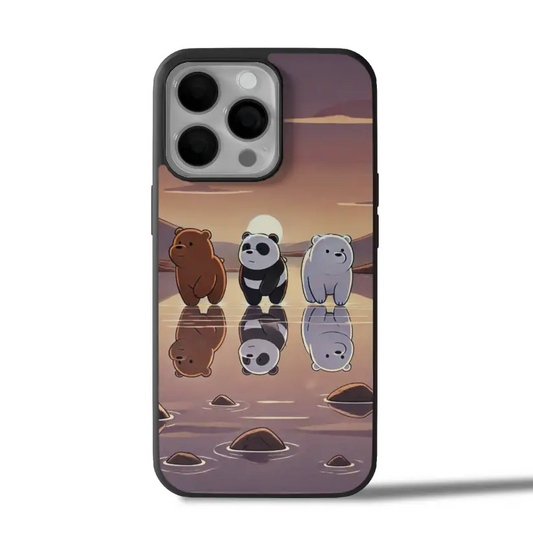 Sunset Bear Trio Cute iPhone Case Cover